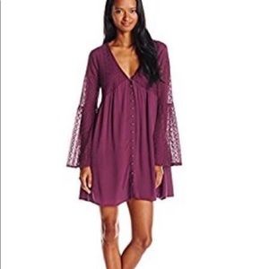 Purple bell sleeve boho dress